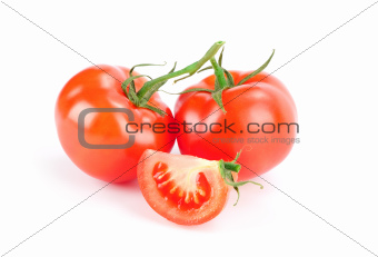 red tomatoes isolated on white background