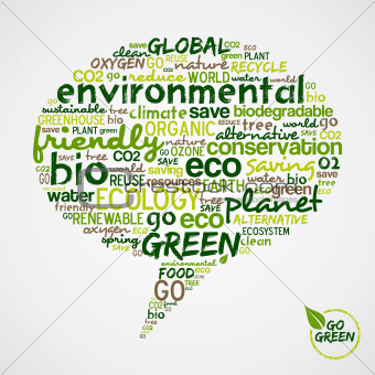 Go Green. Social media bubble with green words cloud 