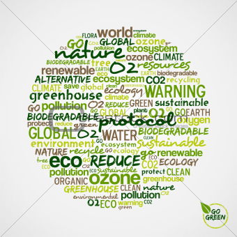 Go Green. Words cloud about environmental conservation in circle