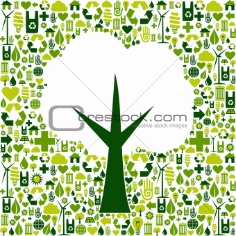 Eco tree symbol with green icons