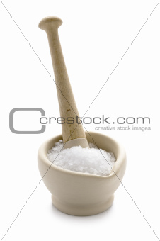 pestle and mortar with salt