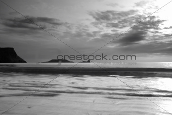 Monochrome Seascape, Rhossili, Gower, Wales.