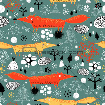 winter texture with foxes