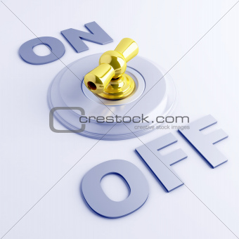 golden toggle switch with on-off sign