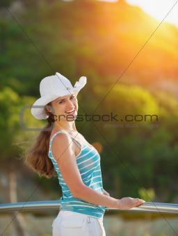 Portrait of happy woman enjoying vacation