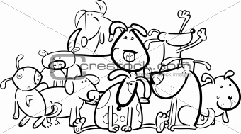 Cartoon Group of Dogs for Coloring