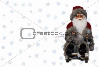 Santa Claus on sledge with snow 2