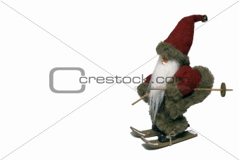 Santa Claus with ski - landscape - side view