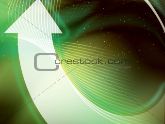 white arrow around the space vector background with stars