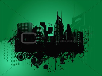 vector of urban  city on green background 