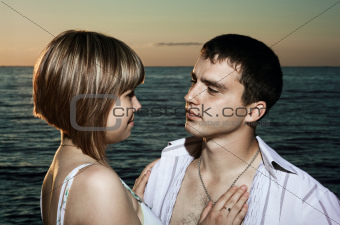couple in love on the lake