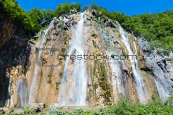 large waterfall in Plitvice Lakes National Park (Croatia)