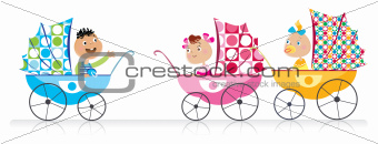 Cute Babies in baby strollers