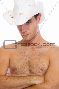 Portrait of young man in beach hat