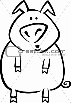 Cartoon pig for coloring page