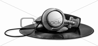 DJ Headphones on a Vinyl Record