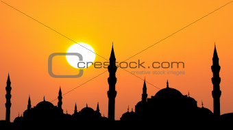 Hagia Sophia and The Blue Mosque  silhouette 