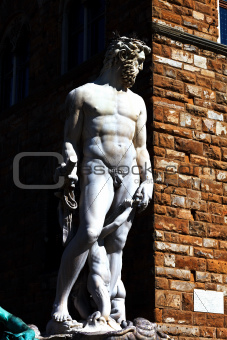 Statue of Neptune in founta in Florence. Italy.