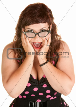 Laughing Woman in Polka Dot Dress
