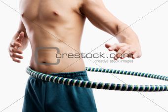 Man playing with hula hoop