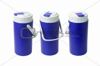 Three Blue Plastic Containers
