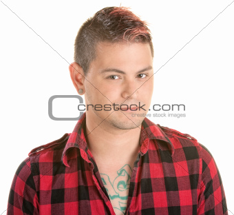 Smirking Man with Spiky Hair