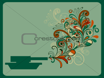 vector piece concept composition with tank and floral pattern