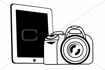 Tablet and camera white