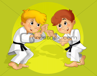 Kids training martial arts