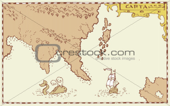 Vintage Map of Island

