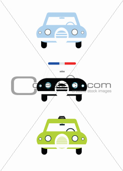 City cars front view illustration