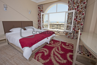 Bedroom in a hotel suite