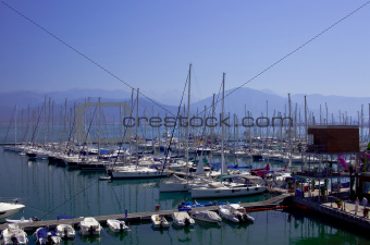 Boats in Marina Bay of Fethiye port, Turkey