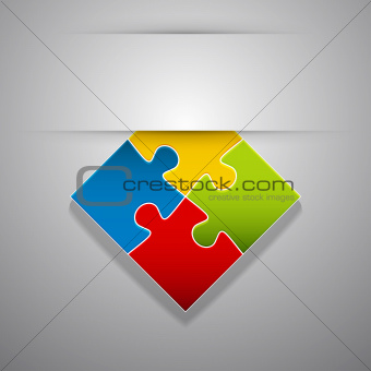 Attach colorful creative puzzle sticker.