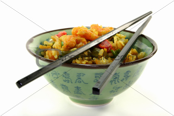 Rice with asian shrimp