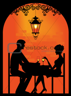 Silhouette of a Couple at restaurant