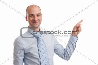 young business man pointing at something