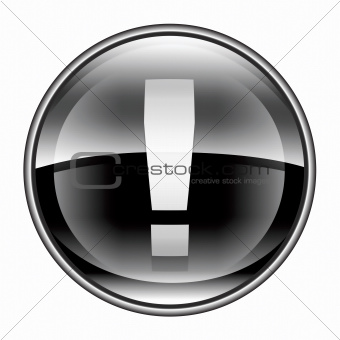 Exclamation symbol icon black, isolated on white background
