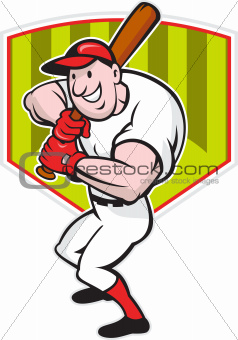 Baseball Player Batting Diamond Cartoon
