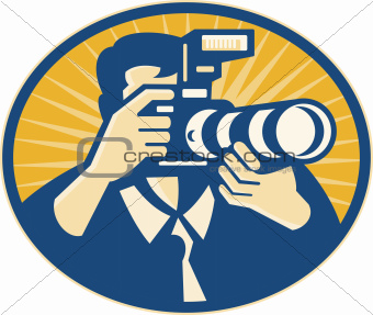 Photographer DSLR Camera Shooting Retro
