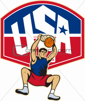 Basketball Player Dunking Ball USA
