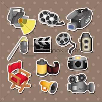 cartoon movie equipment icon set