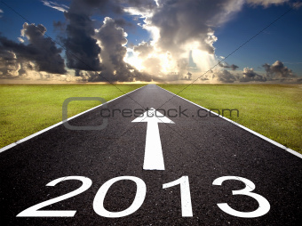 road to the 2013 new year and  sunrise background
