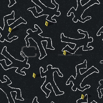 Crime scene seamless pattern with locations of evidence. Vector 