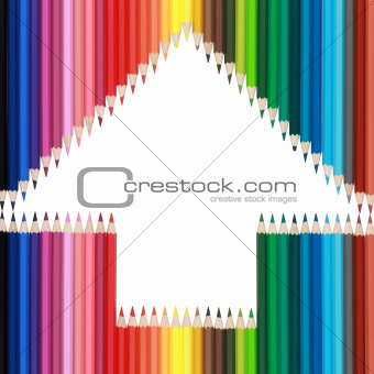 Crayons forming an arrow
