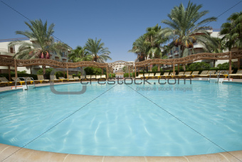 Swimming pool in a tropical resort