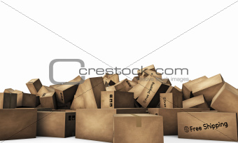 large group of shipping boxes