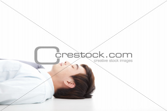 business man lying on floor for rest
