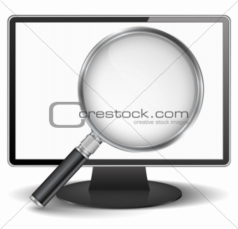 Computer monitor with magnifying glass