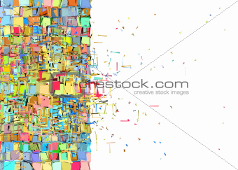 abstract 3d exploded shape backdrop in rainbow color